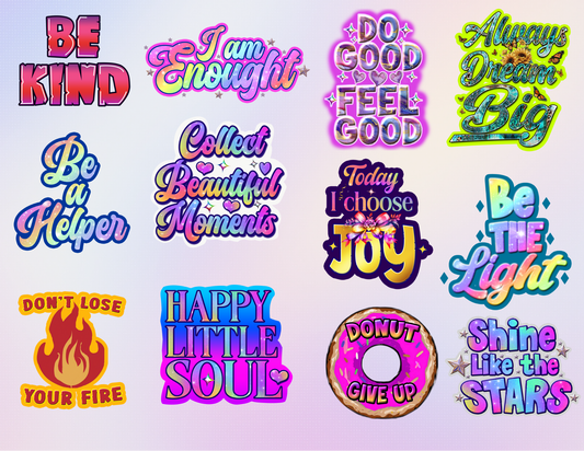 Die-cut Holographic Motivational Stickers